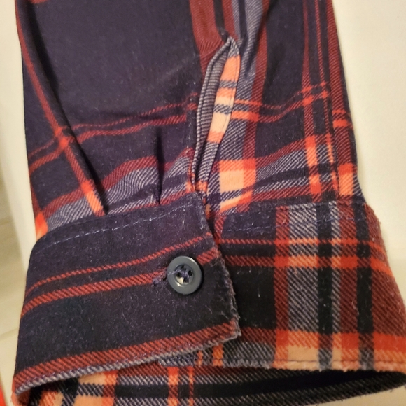 Selling Women's Plaid Blue & Maroon Button Up Long Sleeved Shirt - Picture 8 of 10